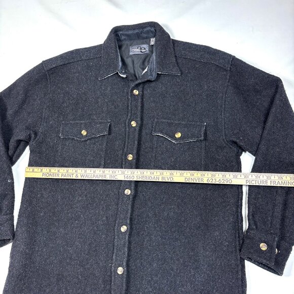 VTG 90s Outdoor Exchange Black Wool Flannel Heavy Shirt Jacket Shacket Mens M/L* - Picture 8 of 9